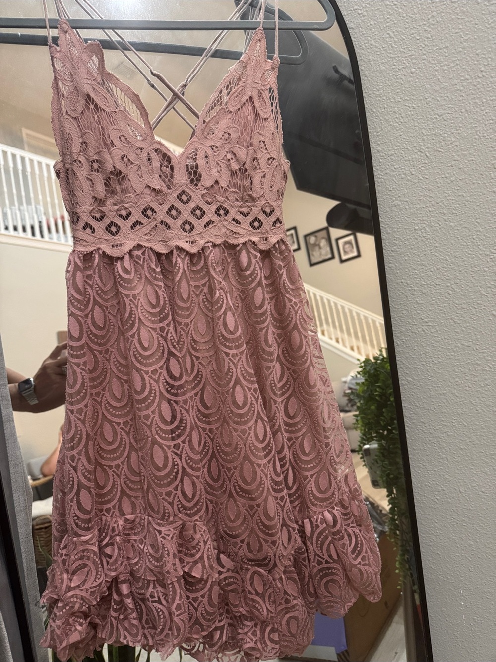 Free People Adella Lace Dusty Rose Lace slip Dress - Picture 3 of 10